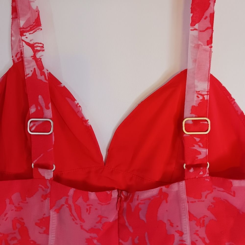 DAY + MOON Formal Mini Dress Engagement Party Babydoll Ruffles Coral Pink Size M - Picture 3 of 12